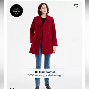 Coat Women's Red Double-Breasted Coat